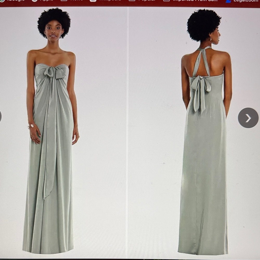 Dessy Collection Draped Satin Gown with Convertible Straps in Willow Green